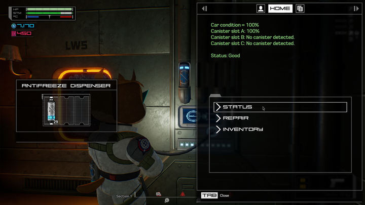 Official Fright Train store screenshot: the maintenance terminal showing carriage condition